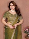 1MODERN FENDY CHIFFON BEADS EMBROIDERY LACE BORDER WORK SAREE WITH UNSTITCHED BLOUSE PARTY WEAR WHOLESALE PRICE ETHNIC GARMENT (18)