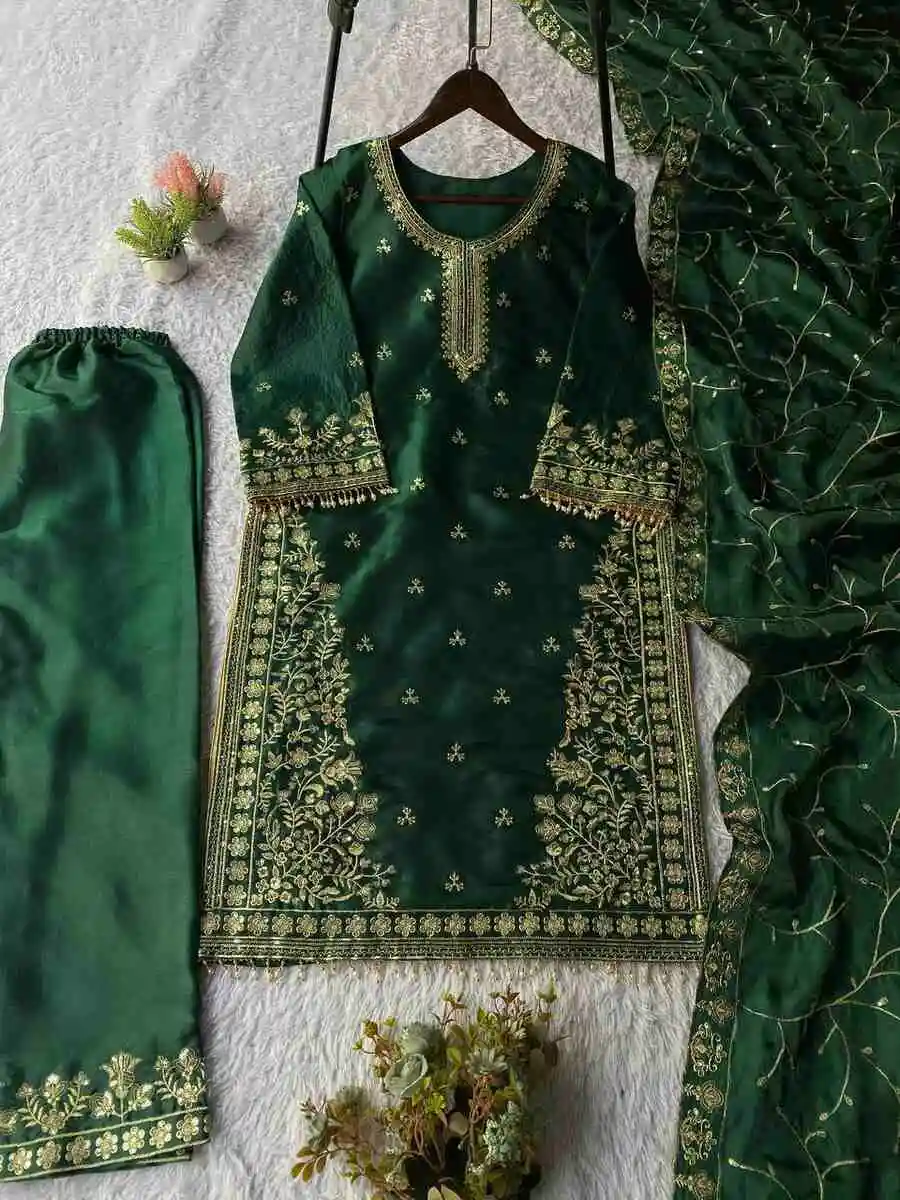 1MODERN GMY SILK SEQUENCE EMBROIDERY WORK TOP PALAZZO WITH DUPATTA FESTIVE WEAR WHOLESALE PRICE ETHNIC GARMENT (10)