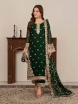 MODERN GMY SILK SEQUENCE EMBROIDERY WORK TOP PALAZZO WITH DUPATTA GREEN