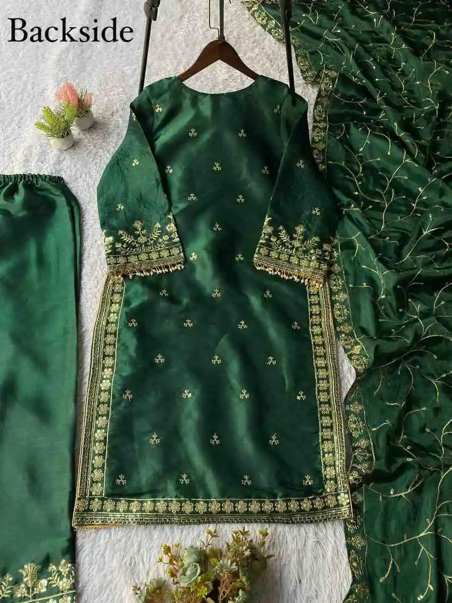 1MODERN GMY SILK SEQUENCE EMBROIDERY WORK TOP PALAZZO WITH DUPATTA FESTIVE WEAR WHOLESALE PRICE ETHNIC GARMENT (14)