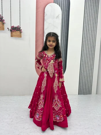 MODERN VICHITRA THREAD AND SEQUENCE WORK KID'S TOP LEHENGA RANI