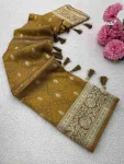 1NEW ARRIVAL BANARASI SILK ZARI WOVEN WORK SAREE WITH UNSTITCHED BLOUSE FESTIVE WEAR WHOLESALE PRICE ETHNIC GARMENT (14)