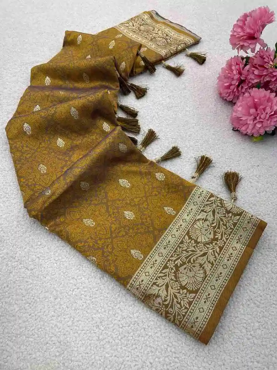 1NEW ARRIVAL BANARASI SILK ZARI WOVEN WORK SAREE WITH UNSTITCHED BLOUSE FESTIVE WEAR WHOLESALE PRICE ETHNIC GARMENT (15)