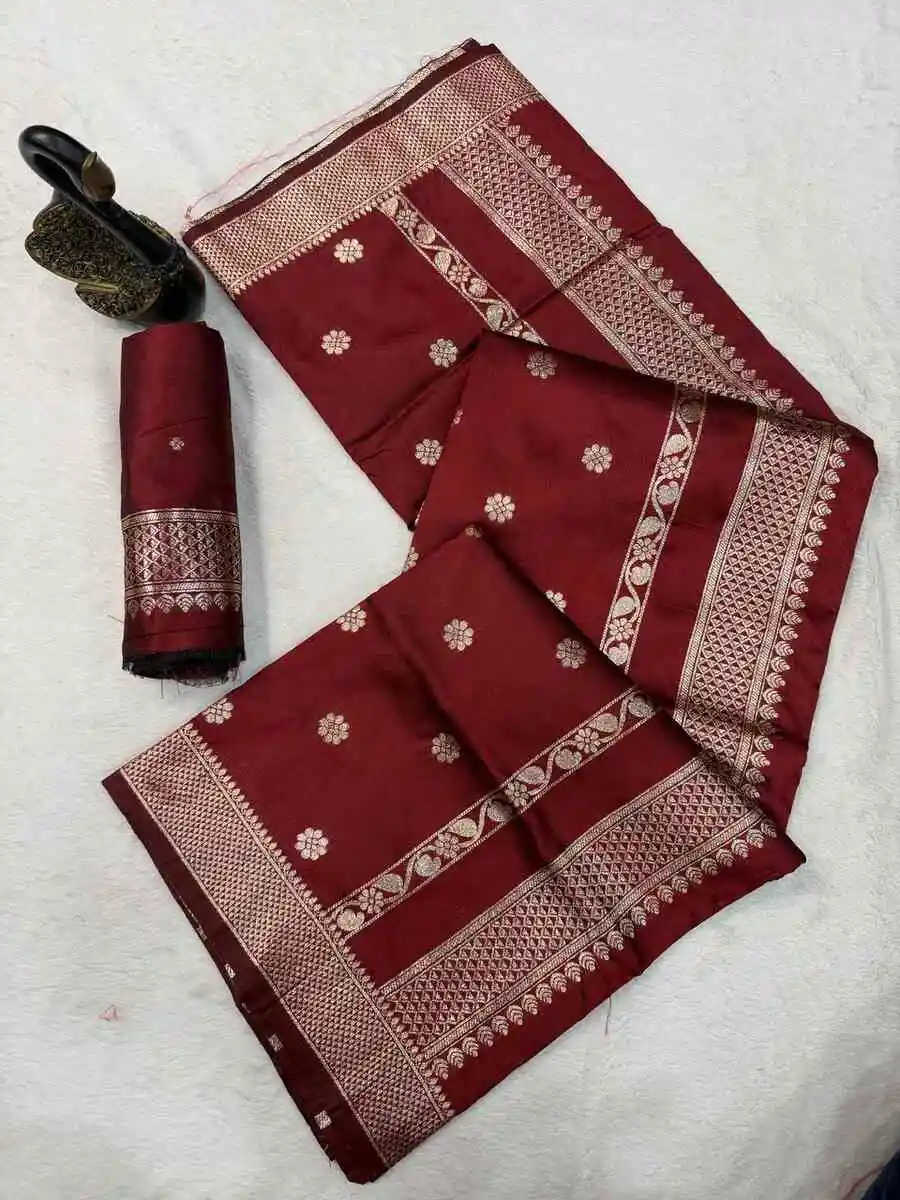 1NEW ARRIVAL BANARASI SILK ZARI WOVEN WORK SAREE WITH UNSTITCHED BLOUSE FESTIVE WEAR WHOLESALE PRICE ETHNIC GARMENT (36)