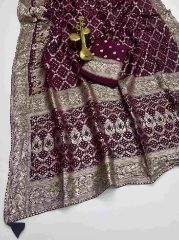 NEW ARRIVAL DOLA SILK ZARI & WEAVING WITH PIPING LACE BORDER WORK SAREE WITH UNSTITCHED BLOUSE WINE