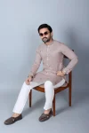 1NEW ARRIVAL KHADI SILK THREAD WORK MEN’S KURTA PAYJAMA FESTIVE WEAR WHOLESALE PRICE ETHNIC GARMENT (2)