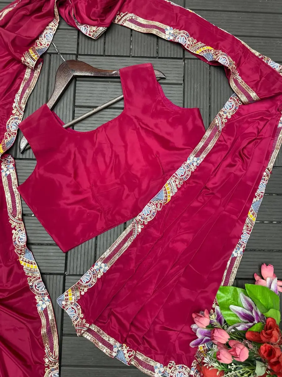 1RICH LOOK CREPE EMBROIDERY SEQUENCE CODING WORK READY TO WEAR SAREE WITH BLOUSE AND KOTI PARTY WEAR WHOLESALE PRICE ETHNIC GARMENT (8)