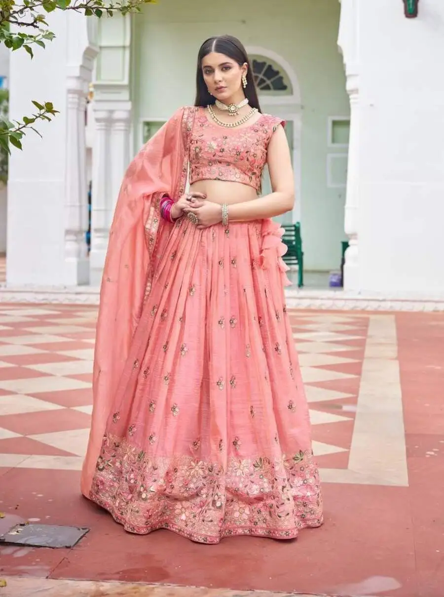 21RICH LOOK GOLD CRUSH THREAD EMBROIDERY WITH SEQUENCE WORK LEHENGA CHOLI WITH DUPATTA FESTIVE WEAR WHOLESAEL PRICE ETHNIC GARMENT (12)