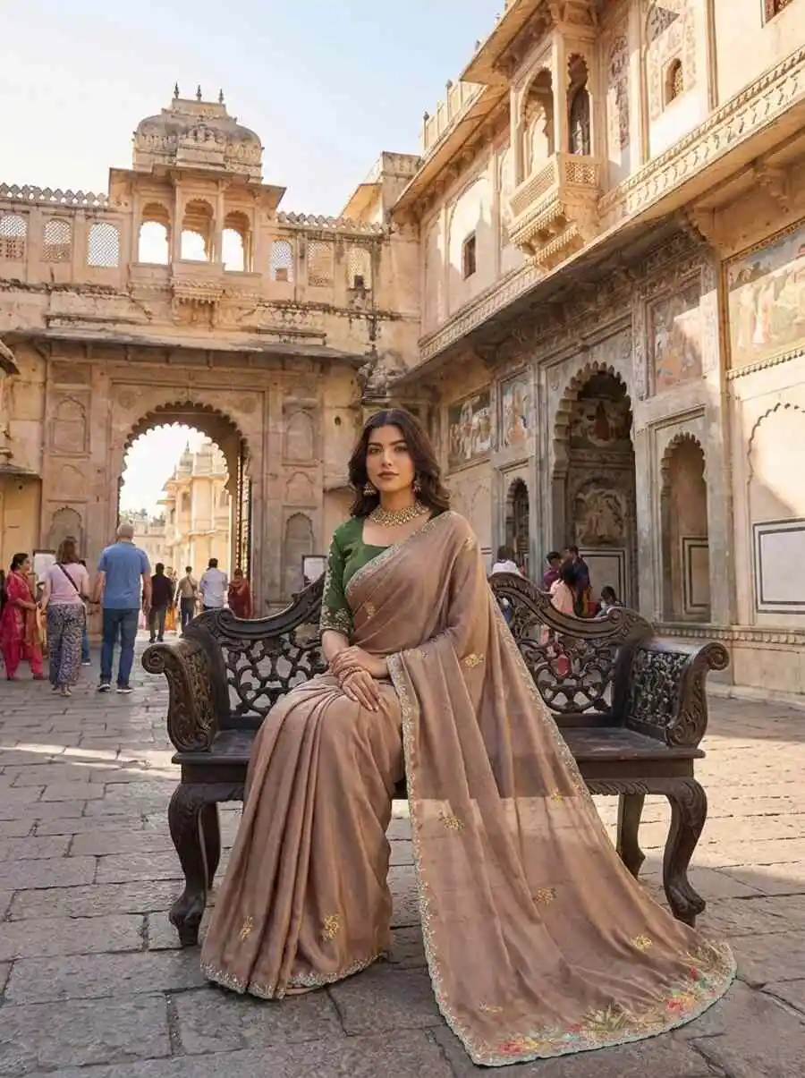 23MODERN RANGOLI SILK EMBROIDERY WORK SAREE WITH UNSTITCHED BLOUSE WEDDING WEAR WHOLESALE PRICE ETHNIC GARMENT (12)