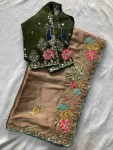 23MODERN RANGOLI SILK EMBROIDERY WORK SAREE WITH UNSTITCHED BLOUSE WEDDING WEAR WHOLESALE PRICE ETHNIC GARMENT (3)