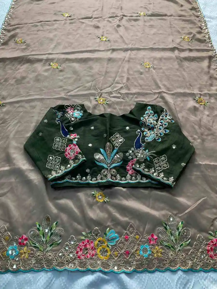 23MODERN RANGOLI SILK EMBROIDERY WORK SAREE WITH UNSTITCHED BLOUSE WEDDING WEAR WHOLESALE PRICE ETHNIC GARMENT (9)