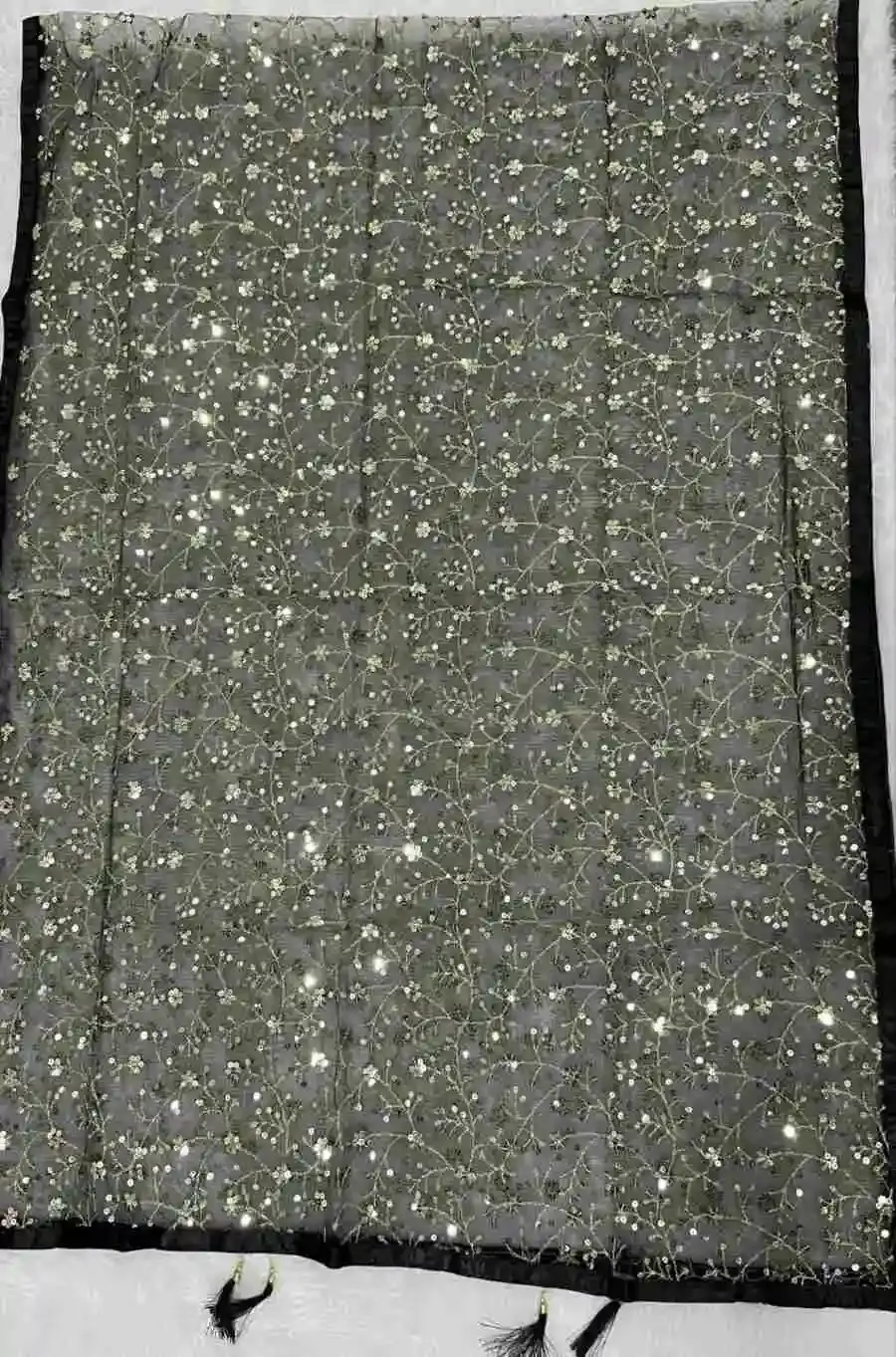 27MODERN SOFT NET ZARI + SEQUENCE EMBROIDERY WORK ONLY DUPATTA FESTIVE WEAR WHOLESALE PRICE ETHNIC GARMENT (1)