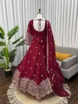 28DESIGNER FENDY SILK THREAD WITH SEQUNCE WORK GOWN BOTTOM WITH DUPATTA WEDDING WEAR WHOLESALE PRICE ETHNIC GARMENT (3)