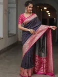28MOST PICKED LICHI SILK JACQUARD WORK SAREE WITH UNSTITCHED BLOUSE FESTIVE WEAR WHOLESALE PRICE ETHNIC GARMENT (16)