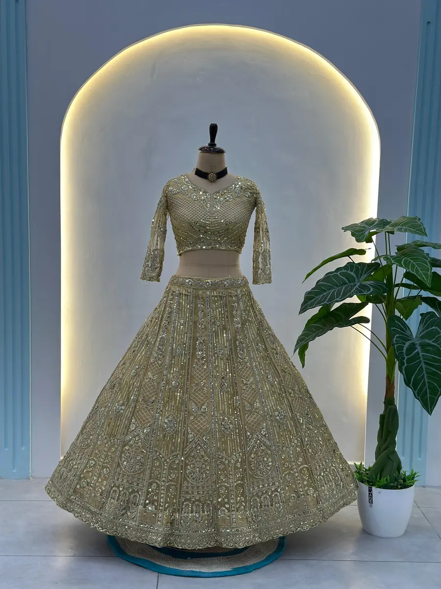 2DESIGNER BUTTERFLY NET SEQUENCE AND CODING EMBROIDERY WORK LEHENGA CHOLI WITH DUPATTA WEDDING WEAR WHOLESALE PRICE ETHNIC GARMENT (28)