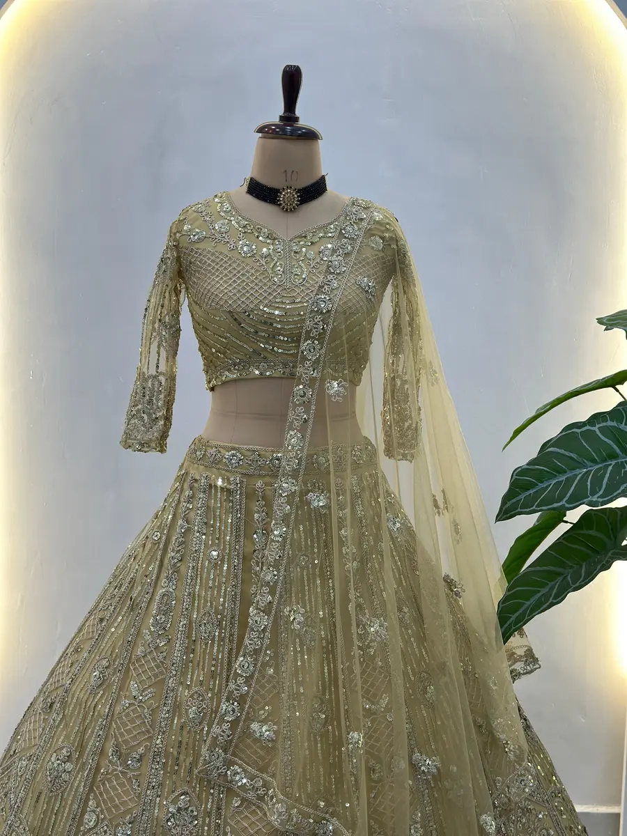 2DESIGNER BUTTERFLY NET SEQUENCE AND CODING EMBROIDERY WORK LEHENGA CHOLI WITH DUPATTA WEDDING WEAR WHOLESALE PRICE ETHNIC GARMENT (31)