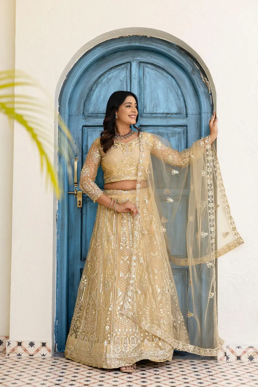 2DESIGNER BUTTERFLY NET SEQUENCE AND CODING EMBROIDERY WORK LEHENGA CHOLI WITH DUPATTA WEDDING WEAR WHOLESALE PRICE ETHNIC GARMENT (35)