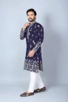 2DESIGNER CHANDERI SILK EMBROIDERY SEQUENCE WORK MEN’S KURTA PAYJAMAN WEDDING WEAR WHOLESALE PRICE ETHNIC GARMENT (12)