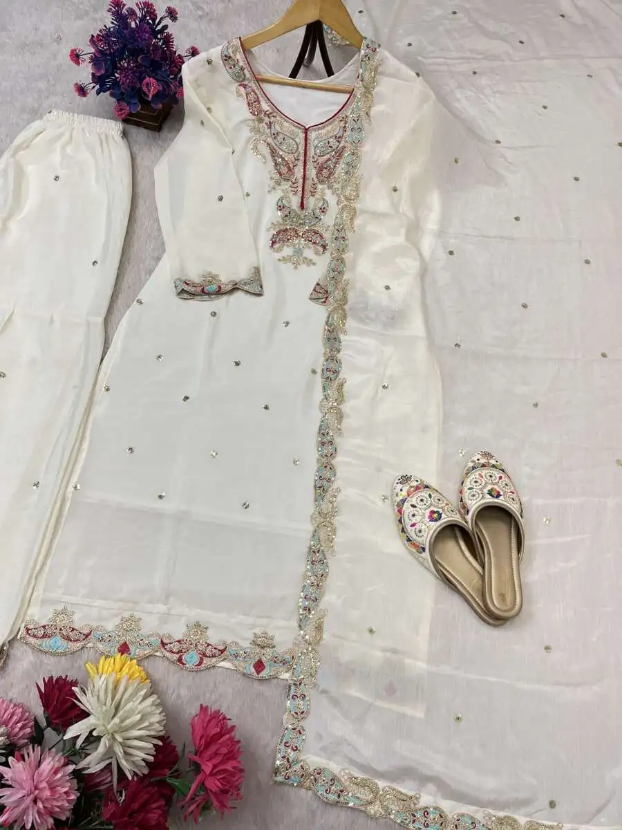 2DESIGNER CHINON SILK EMBROIDERY SEQUENCE WORK TOP PALAZZO WITH DUPATTA TRADITIONAL WEAR WHOLESALE PRICE ETHNIC GARMENT (11)