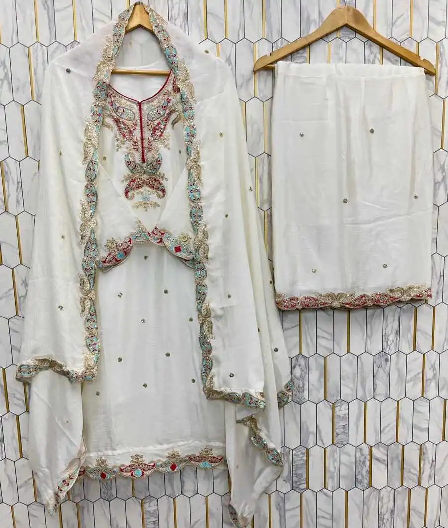 2DESIGNER CHINON SILK EMBROIDERY SEQUENCE WORK TOP PALAZZO WITH DUPATTA TRADITIONAL WEAR WHOLESALE PRICE ETHNIC GARMENT (12)