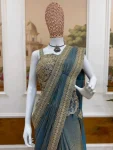 2DESIGNER FENDY SATIN EMBROIDERY LACE BORDER WORK READY TO WEAR SAREE WITH STITCHED BLOUSE PARTY WEAR WHOLESALE PRICE ETHNIC GARMENT (13)