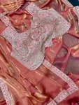 2DESIGNER FENDY SATIN EMBROIDERY SEQUENCE WORK READY TO WEAR SAREE WITH STITCHED BLOUSE PARTY WEAR WHOLESALE PRICE ETHNIC GARMENT (6)