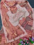 2DESIGNER FENDY SATIN EMBROIDERY SEQUENCE WORK READY TO WEAR SAREE WITH STITCHED BLOUSE PARTY WEAR WHOLESALE PRICE ETHNIC GARMENT (6)