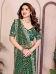 2DESIGNER GEORGETTE BANDHEJ PRINT WITH CUTWORK LACE BORDER WORK SAREE WITH UNSTITCHED BLOUSE FESTIVE WEAR WHOLESALE PRICE ETHNIC GARMENT (15)