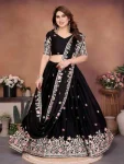 DESIGNER GEORGETTE EMBROIDERY WORK LEHENGA CHOLI WITH DUPATTA BLACK