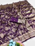 2DESIGNER LICHI SILK BANARASI WEAVING WORK SAREE WITH UNSTITCHED BLOUSE FESTIVE WEAR WHOLESALE PRICE ETHNIC GARMENT (5)