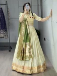 DESIGNER PAITHANI SILK ZARI WEAVING WORK WITH BORDER AND BUTTI WORK LEHENGA CHOLI WITH DUPATTA GREEN