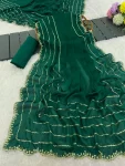 2DESIGNER SATIN CHIFFON EMBROIDERY 3 MM SEQUENCE WORK HEAVY BORDER WORK SAREE WITH UNSTITCHED BLOUSE FESTIVE WEAR WHOLESALE PRICE ETHNIC GARMENT (5)