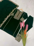 2DESIGNER VELVET EMBROIDERY SEQUENCE WORK TOP BOTTOM WITH DUPATTA FESTIVE WEAR WHOLESALE PRICE ETHNIC GARMENT (9)