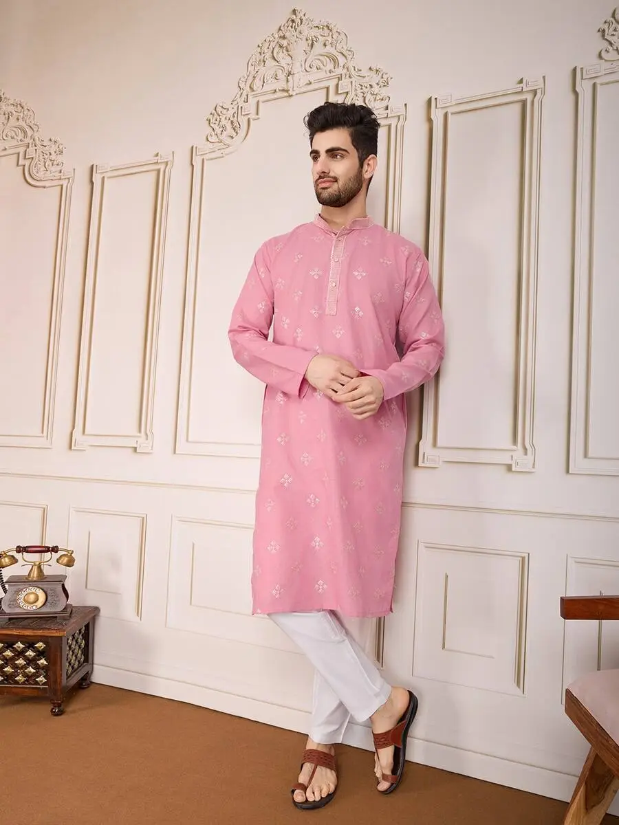 2FANCY COTTON EMBROIDERY WORK MEN'S KURTA PAYJAMA FESTIVE WEAR WHOLESALE PRICE ETHNIC GARMENT (14)