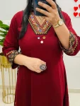 2FANCY RAYON SLUB APPLIQUE WORK TOP BOTTOM WITH DUPATTA FESTIVE WEAR WHOLESALE PRICE ETHNIC GARMENT (7)