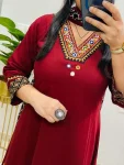 2FANCY RAYON SLUB APPLIQUE WORK TOP BOTTOM WITH DUPATTA FESTIVE WEAR WHOLESALE PRICE ETHNIC GARMENT (7)