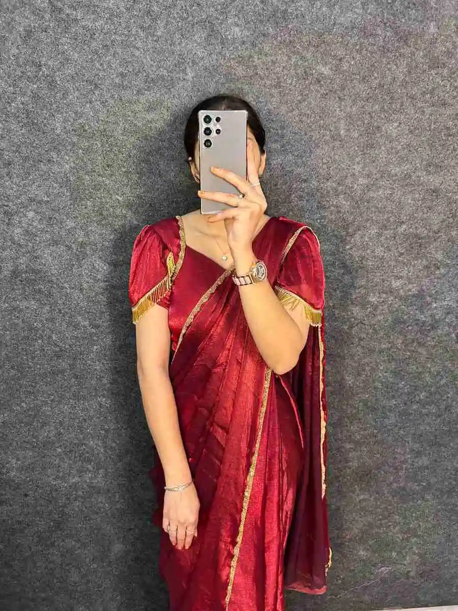 2FANCY SPACE SILK LACE BORDER WORK GOWN SAREE FESTIVE WEAR WHOLESALE PRICE ETHNIC GARMENT (8)