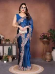 2LATEST CRUSH SILK EMBROIDERY WITH CUTWORK BORDER WORK SAREE WITH UNSTITCHED BLOUSE PARTY WEAR WHOLESALE PRICE ETHNIC GARMENT (14)
