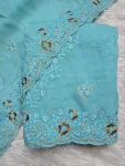 2MODERN CRUNCHY EMBROIDERY SEQUENCE WORK SAREE WITH UNSTITCHED BLOUSE FESTIVE WEAR WHOLESALE PRICE ETHNIC GARMENT (15)