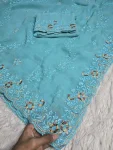 2MODERN CRUNCHY EMBROIDERY SEQUENCE WORK SAREE WITH UNSTITCHED BLOUSE FESTIVE WEAR WHOLESALE PRICE ETHNIC GARMENT (15)