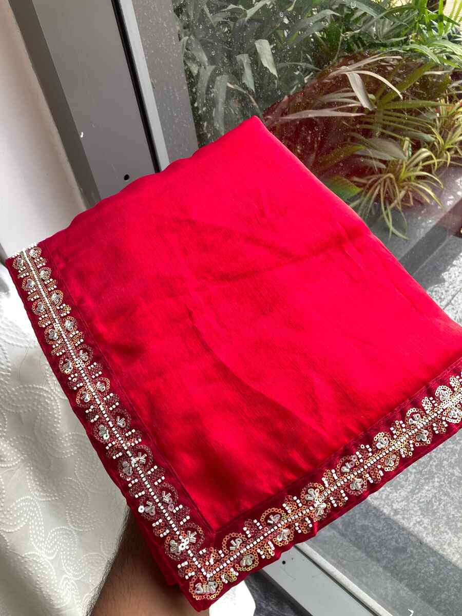 2MODERN FENDY CHIFFON BEADS EMBROIDERY LACE BORDER WORK SAREE WITH UNSTITCHED BLOUSE PARTY WEAR WHOLESALE PRICE ETHNIC GARMENT (11)