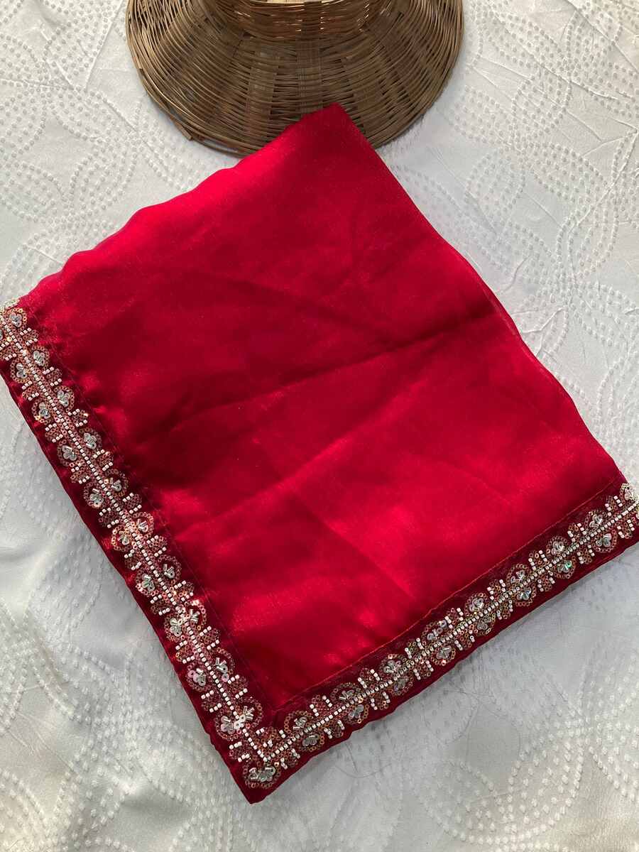 2MODERN FENDY CHIFFON BEADS EMBROIDERY LACE BORDER WORK SAREE WITH UNSTITCHED BLOUSE PARTY WEAR WHOLESALE PRICE ETHNIC GARMENT (12)