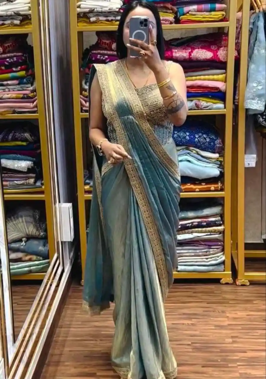 2MODERN FENDY SATIN EMBROIDERY SEQUENCE WORK READY TO WEAR SAREE WITH STITCHED BLOUSE PARTY WEAR WHOLESALE PRICE ETHNIC GARMENT (2)
