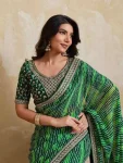 2MODERN GEORGETTE LAHERIYA BANDHEJ PRINT WITH LACE BORDER WORK SAREE WITH UNSTITCHED BLOUSE PARTY WEAR WHOLESALE PRICE ETHNIC GARMENT (14)