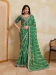 2MODERN GEORGETTE LAHERIYA BANDHEJ PRINT WITH LACE BORDER WORK SAREE WITH UNSTITCHED BLOUSE PARTY WEAR WHOLESALE PRICE ETHNIC GARMENT (14)