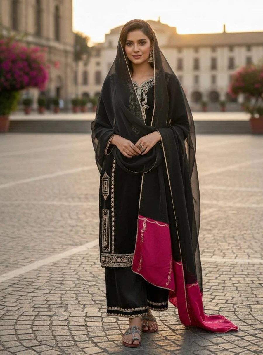 2MODERN GMY SILK EMBROIDERY 5 MM SEQUENCE WORK TOP PALAZZO WITH DUPATTA FESTIVE WEAR WHOLESALE PRICE ETHNIC GARMENT (26)