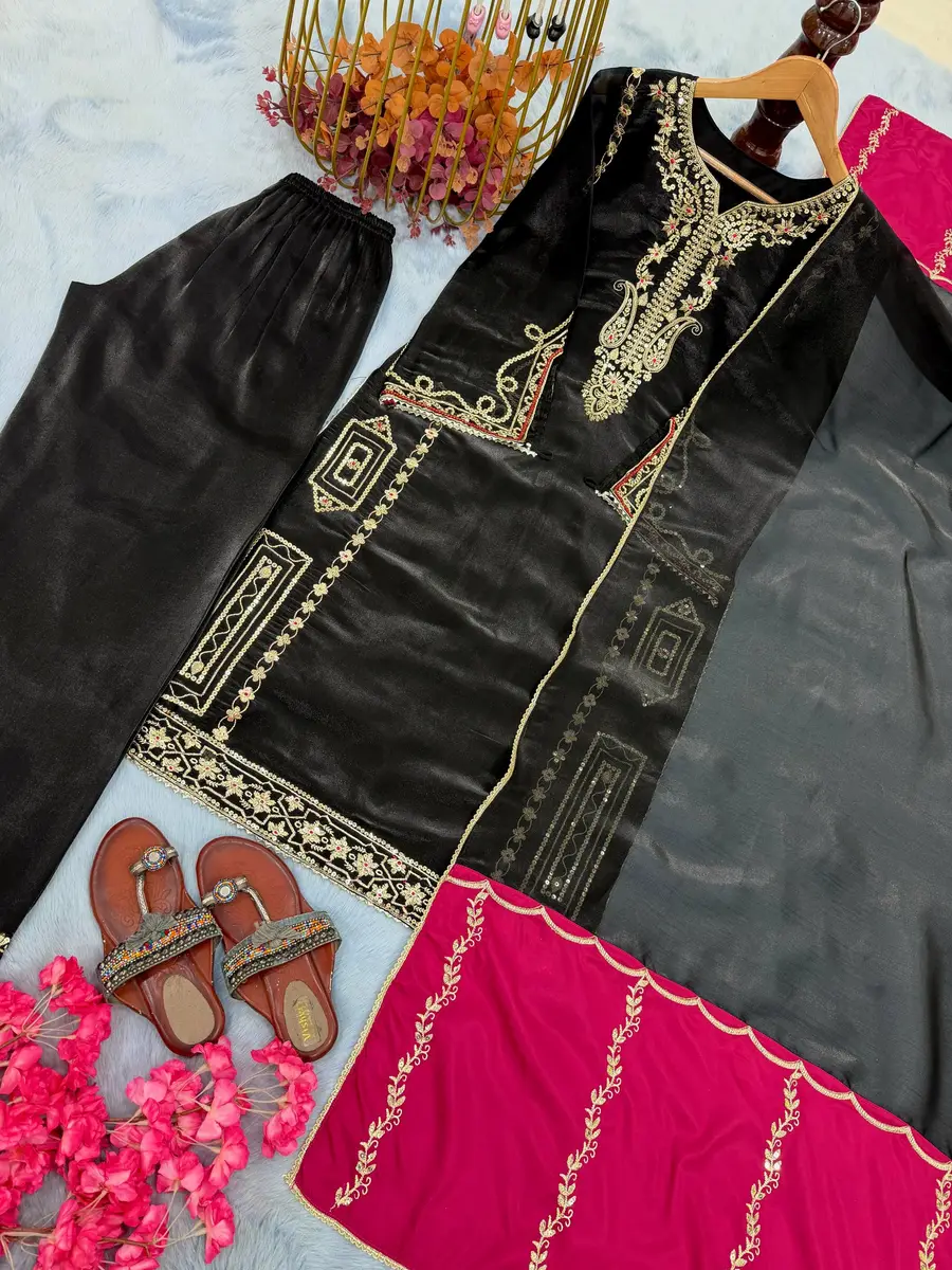 2MODERN GMY SILK EMBROIDERY 5 MM SEQUENCE WORK TOP PALAZZO WITH DUPATTA FESTIVE WEAR WHOLESALE PRICE ETHNIC GARMENT (27)