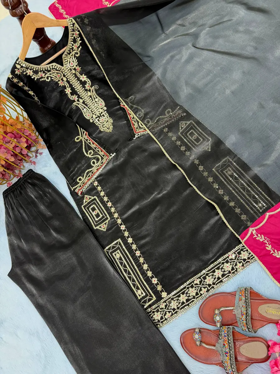 2MODERN GMY SILK EMBROIDERY 5 MM SEQUENCE WORK TOP PALAZZO WITH DUPATTA FESTIVE WEAR WHOLESALE PRICE ETHNIC GARMENT (28)