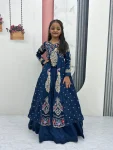 MODERN VICHITRA THREAD AND SEQUENCE WORK KID'S TOP LEHENGA BLUE