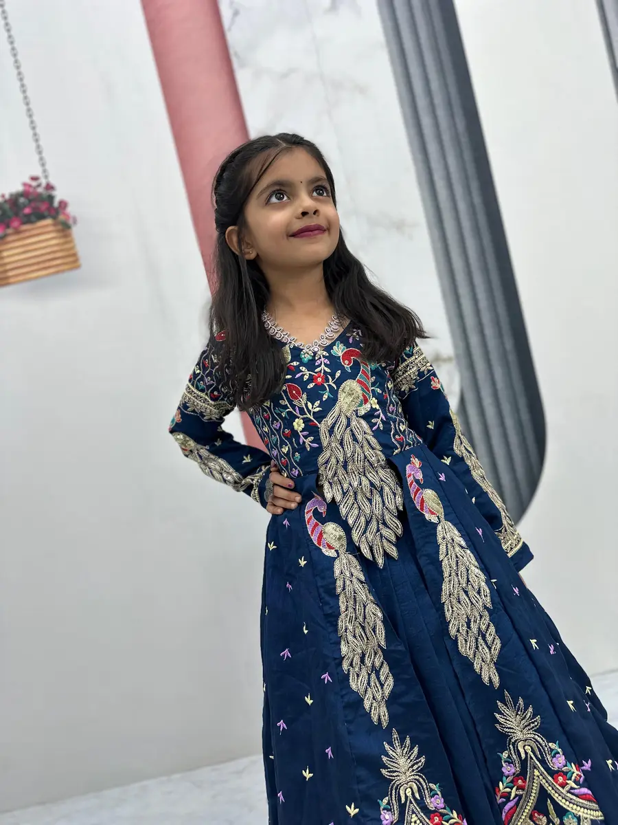 2MODERN VICHITRA THREAD AND SEQUENCE WORK KID'S TOP LEHENGA WEDDING WEAR WHOLESALE PRICE ETHNIC GARMENT(39)